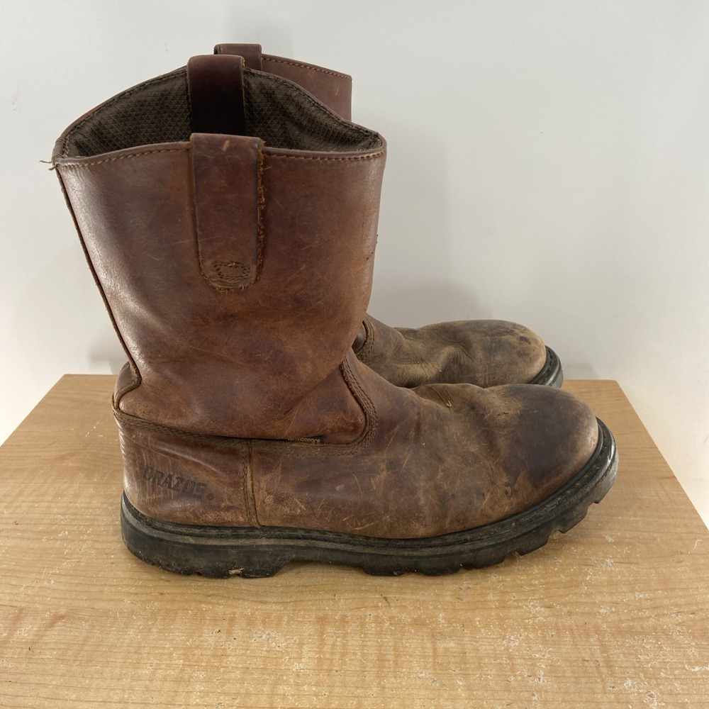Brazos Men's Waterproof Round Soft Toe Work Boots Size 10 D Style #159548